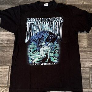 Neon Genesis Evangelion Black Graphic Tee vintage men’s large  anime y2k